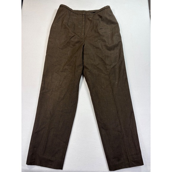 Pendleton Pants - Pendleton Brown 100% Virgin Wool Straight Leg Trousers Pants Petite 12 High Rise
